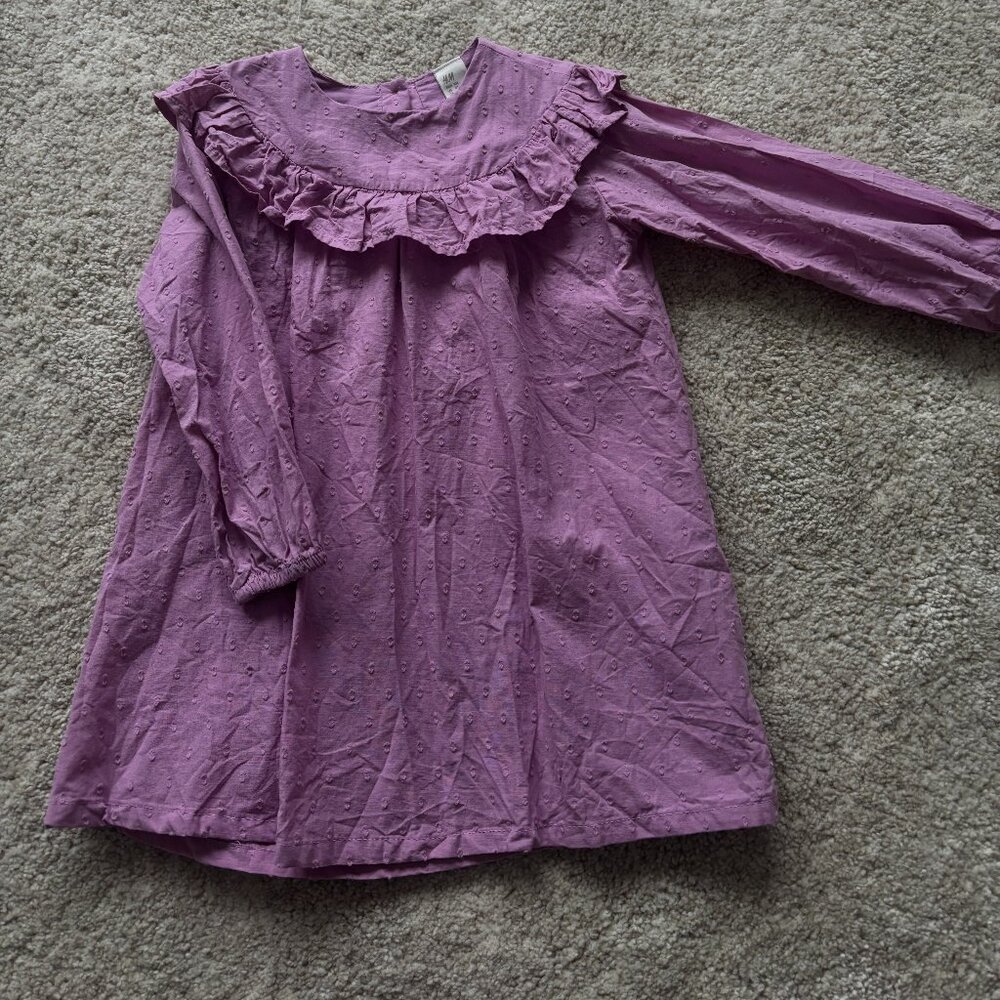 Purple Ruffled Long Sleeve Dress H&M